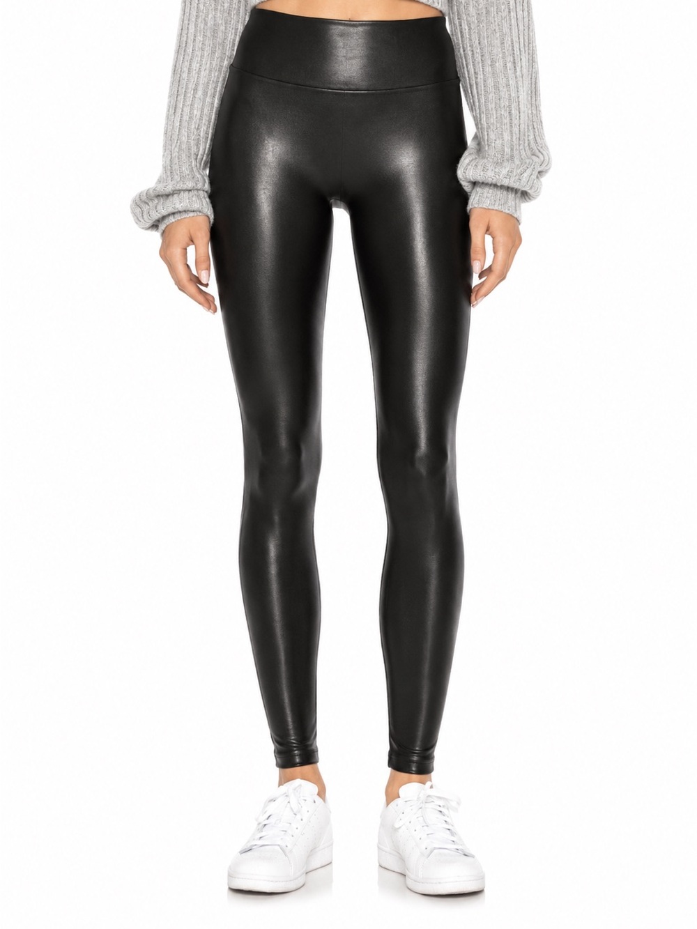 DAVID LERNER High-Waisted Faux Leather Leggings - Black